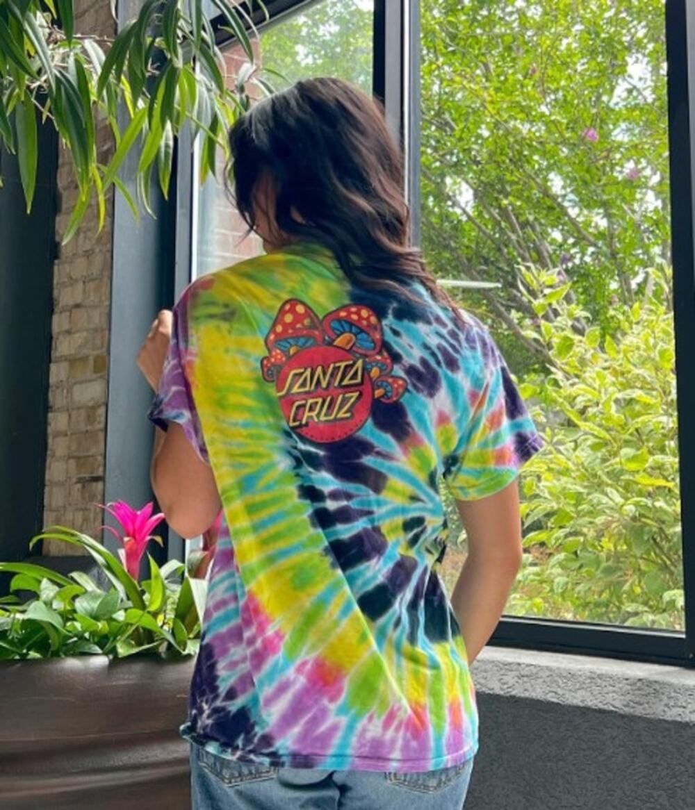 Santa Cruz Rainbow Tie-Dye Tee w/ Mushroom Logo - Size Small